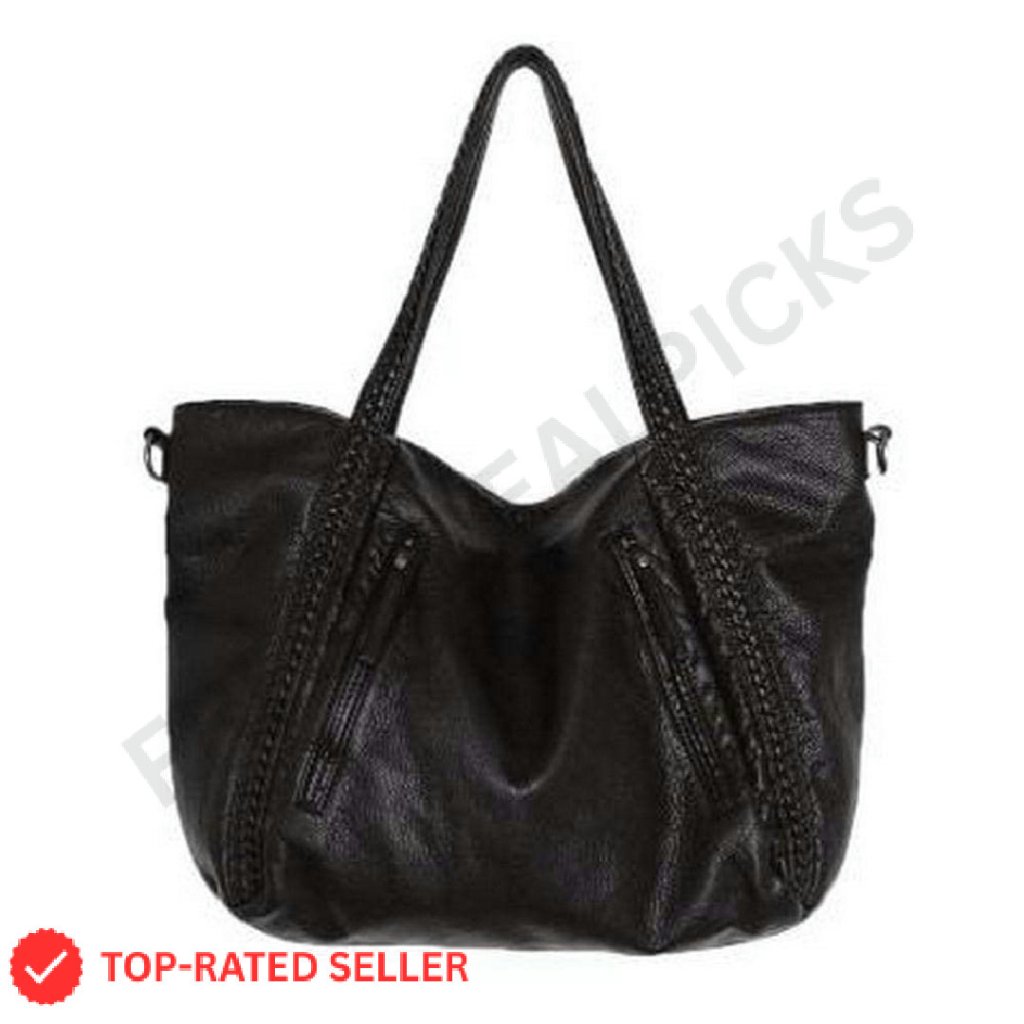 Oversized Slouchy Hobo Tote Bag Vegan Leather Multi-Pocket Large Capacity